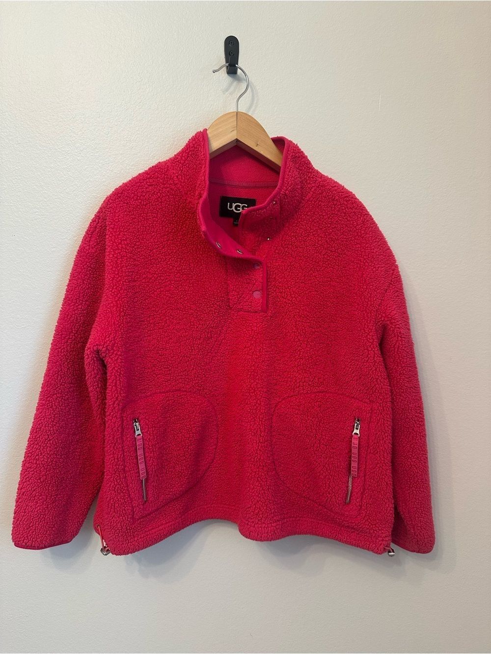 UGG Hot Pink Fleece Sherpa Pullover Jacket